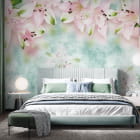 Miniatura fototapety Lilie z góry we wnętrzu sypialni