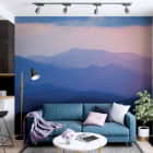 Miniatura fototapety Fioletowy zachód słońca w górach we wnętrzu salonu