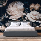 Miniatura fototapety Piwonie 3D we wnętrzu sypialni