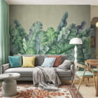 Miniatura fototapety Długie liście bananowca we wnętrzu salonu