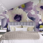 Miniatura fototapety Akwarela bukiet we wnętrzu sypialni