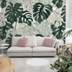 Miniatura fototapety Delikatne liście monstery we wnętrzu salonu