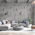 Miniatura fototapety Srebrzyste kwiaty we wnętrzu salonu