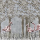 Miniatura fototapety Flamingi w ogrodzie