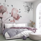 Miniatura fototapety Kwiaty akwarela  we wnętrzu sypialni