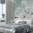 Miniatura fototapety Piwonie lekkie we wnętrzu sypialni