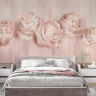 Miniatura fototapety Beżowe piwonie we wnętrzu sypialni