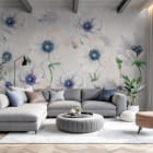 Miniatura fototapety Białe anemony we wnętrzu salonu