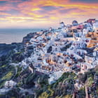 Miniatura fototapety Wschód słońca na Santorini