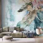 Miniatura fototapety Kwiaty w akwareli we wnętrzu salonu