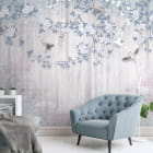 Miniatura fototapety Gałęzie kwitnących drzew we wnętrzu salonu