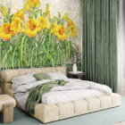 Miniatura fototapety Żółte lilie we wnętrzu sypialni