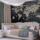 Miniatura fototapety Mapa świata zwierząt we wnętrzu pokoju dziecka