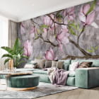 Miniatura fototapety Wiosenna magnolia we wnętrzu salonu