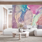 Miniatura fototapety Akwarela tęczy we wnętrzu salonu