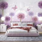 Miniatura fototapety Kwiaty bzu 3D we wnętrzu sypialni