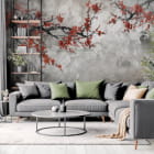 Miniatura fototapety Czerwona sakura we wnętrzu salonu