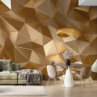 Miniatura fototapety Złota Geometria 3D we wnętrzu salonu