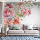 Miniatura fototapety Delikatne kwiaty, akwarela we wnętrzu salonu