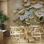 Miniatura fototapety Stokrotki 3D we wnętrzu kuchni