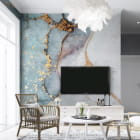 Miniatura fototapety Niebieska płynna sztuka we wnętrzu salonu