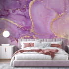 Miniatura fototapety Różowa płynna sztuka we wnętrzu sypialni