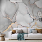 Miniatura fototapety Szara i złota płynna sztuka we wnętrzu salonu