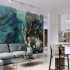 Miniatura fototapety Niebieski płyn we wnętrzu salonu