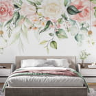 Miniatura fototapety Piękne róże, akwarela we wnętrzu sypialni