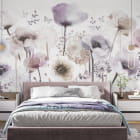 Miniatura fototapety Liliowe maki we wnętrzu sypialni