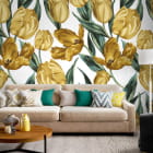 Miniatura fototapety Żółte tulipany, rysunek we wnętrzu salonu