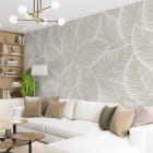 Miniatura fototapety Beżowe liście we wnętrzu salonu