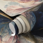 Miniatura fototapety W niebieskie i różowe kwiat na beżowym tle fragment #1