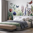 Miniatura fototapety Barwne kwiaty pól we wnętrzu sypialni
