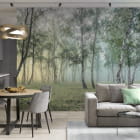 Miniatura fototapety Tajemniczy las brzozowy we wnętrzu salonu