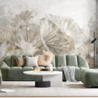 Miniatura fototapety Beżowe liście lotosu we wnętrzu salonu