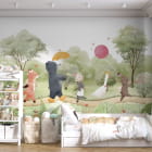 Miniatura fototapety Podróż zwierząt na herbatę we wnętrzu pokoju dziecka