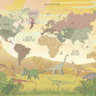 Miniatura fototapety Mapa świata z dinozaurami