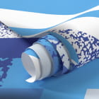 Miniatura fototapety Piłka 3D na niebieskich pasach fragment #1