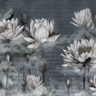 Miniatura fototapety Białe lotosy na szarym tle