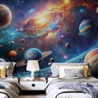 Miniatura fototapety Jasny układ słoneczny we wnętrzu pokoju nastolatka