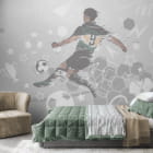 Miniatura fototapety Nowoczesna grafika piłkarska we wnętrzu pokoju nastolatka