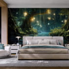 Miniatura fototapety Świetliki Magicznego Lasu we wnętrzu sypialni