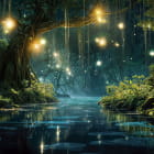 Miniatura fototapety Świetliki Magicznego Lasu