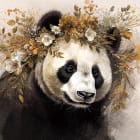 Miniatura fototapety Panda w kwiatach
