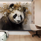 Miniatura fototapety Panda w kwiatach we wnętrzu pokoju nastolatka
