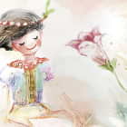 Miniatura fototapety Dziewczyna w polu kwiatowym fragment # 1